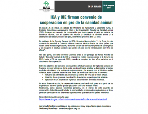 ICA y OIE firman convenio de cooperación en pro de la sanidad animal