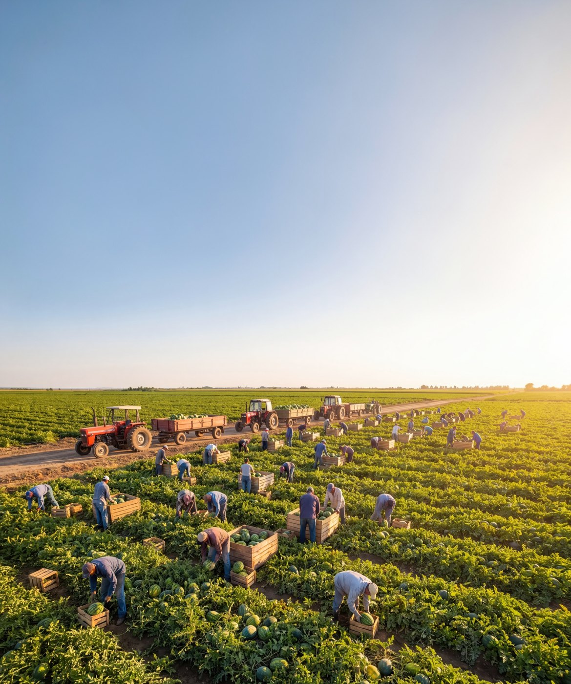 Trabajadores agrícolas en un cultivo durante la cosecha